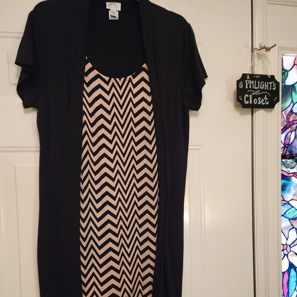 Sweet Storm Dress 16W Black Brown Chevron